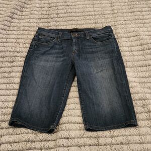 Medium wash Joe's "george" long  jean shorts size 26.